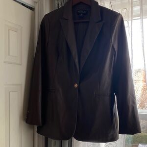 Rachel Zoe Dark Brown Blazer vegan leather M excellent condition